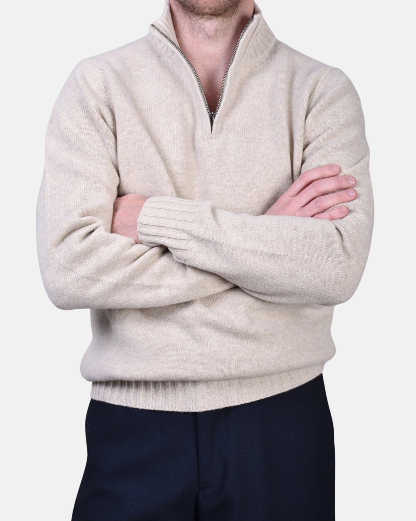 Half Zip 7 GG Lambswool - Beige - Hugo Sthlm