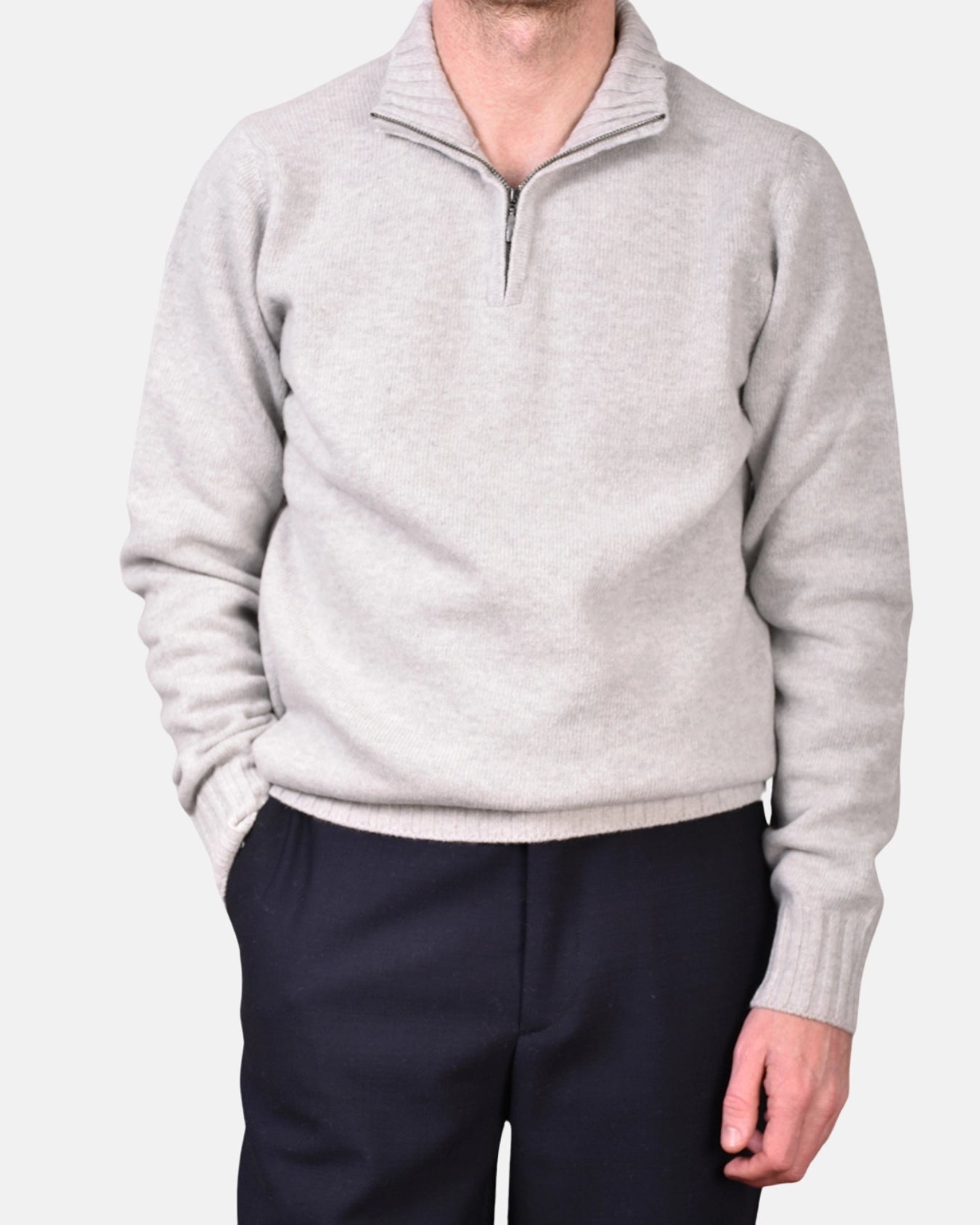 Half Zip 7 GG Lambswool - Grey - Hugo Sthlm