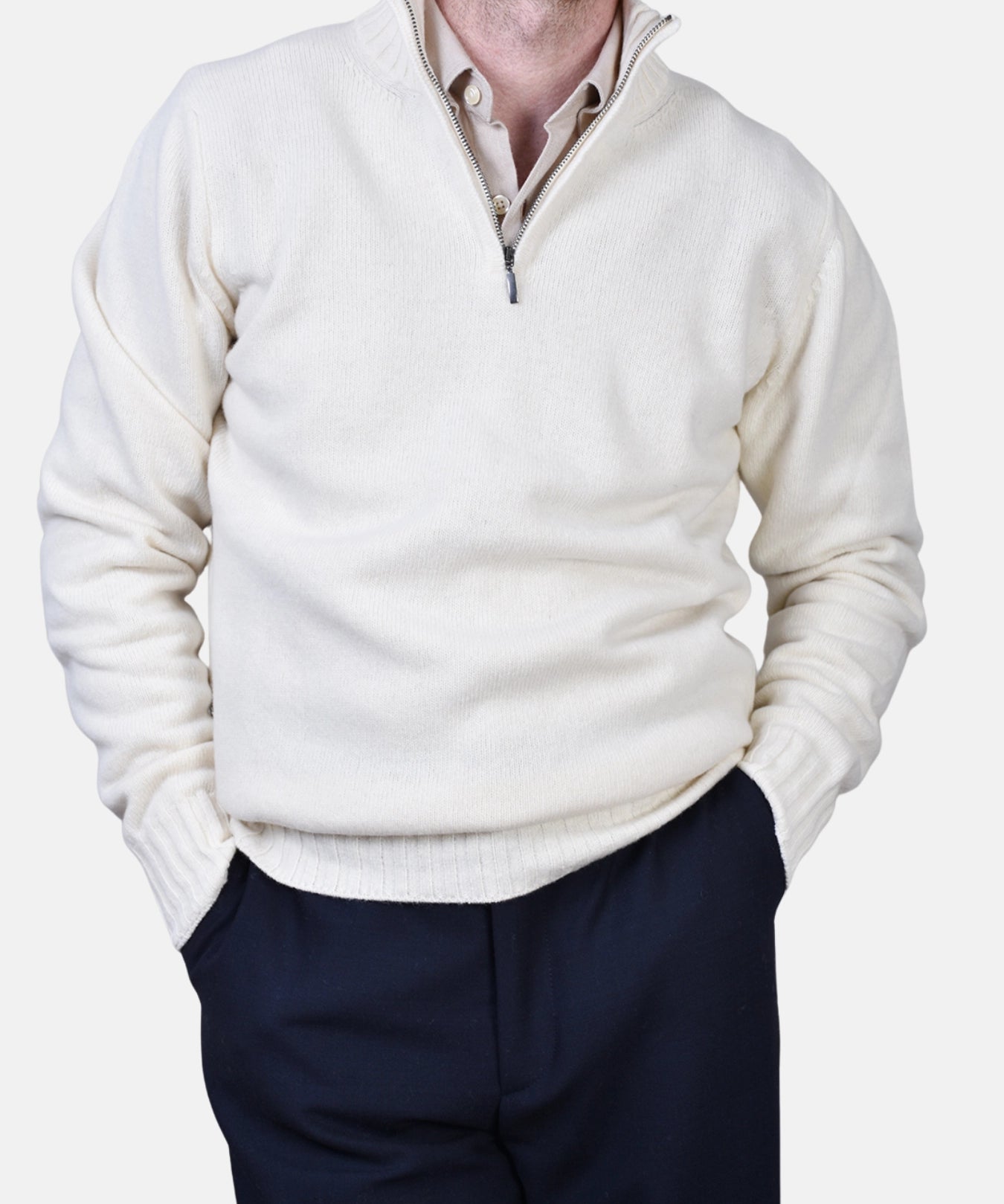 Half Zip 7 GG Lambswool - Naturale - Hugo Sthlm