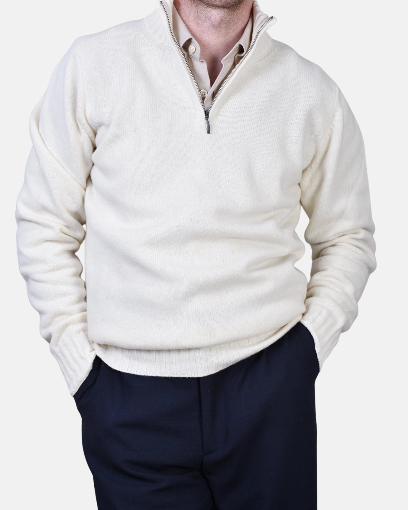 Half Zip 7 GG Lambswool - Naturale - Hugo Sthlm