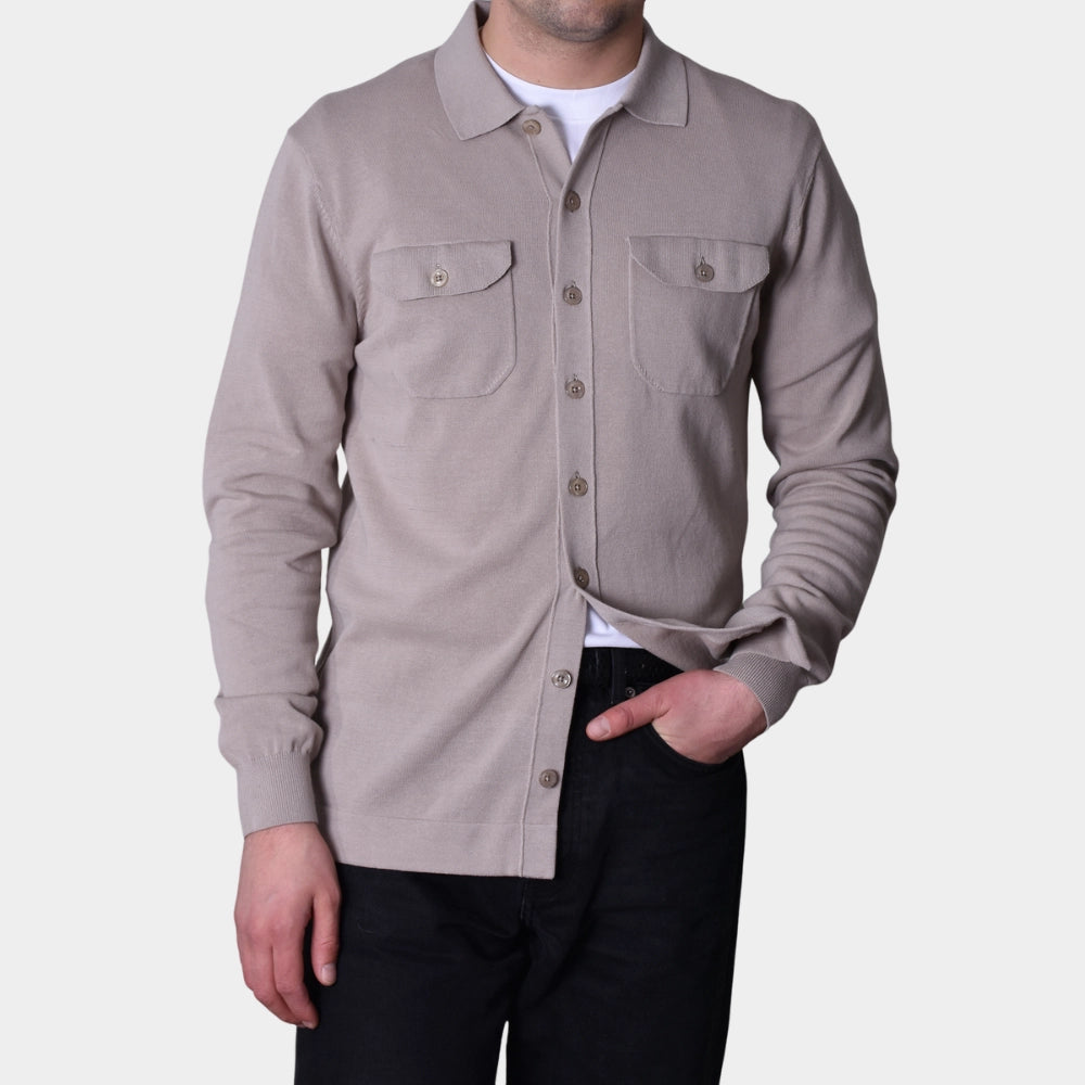 Knitted Cotton Overshirt - Grey - Hugo Sthlm