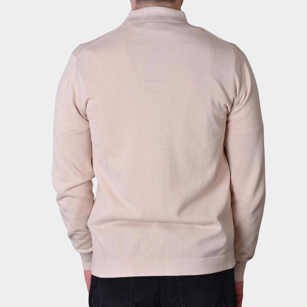 Knitted Cotton Overshirt - Beige - Hugo Sthlm