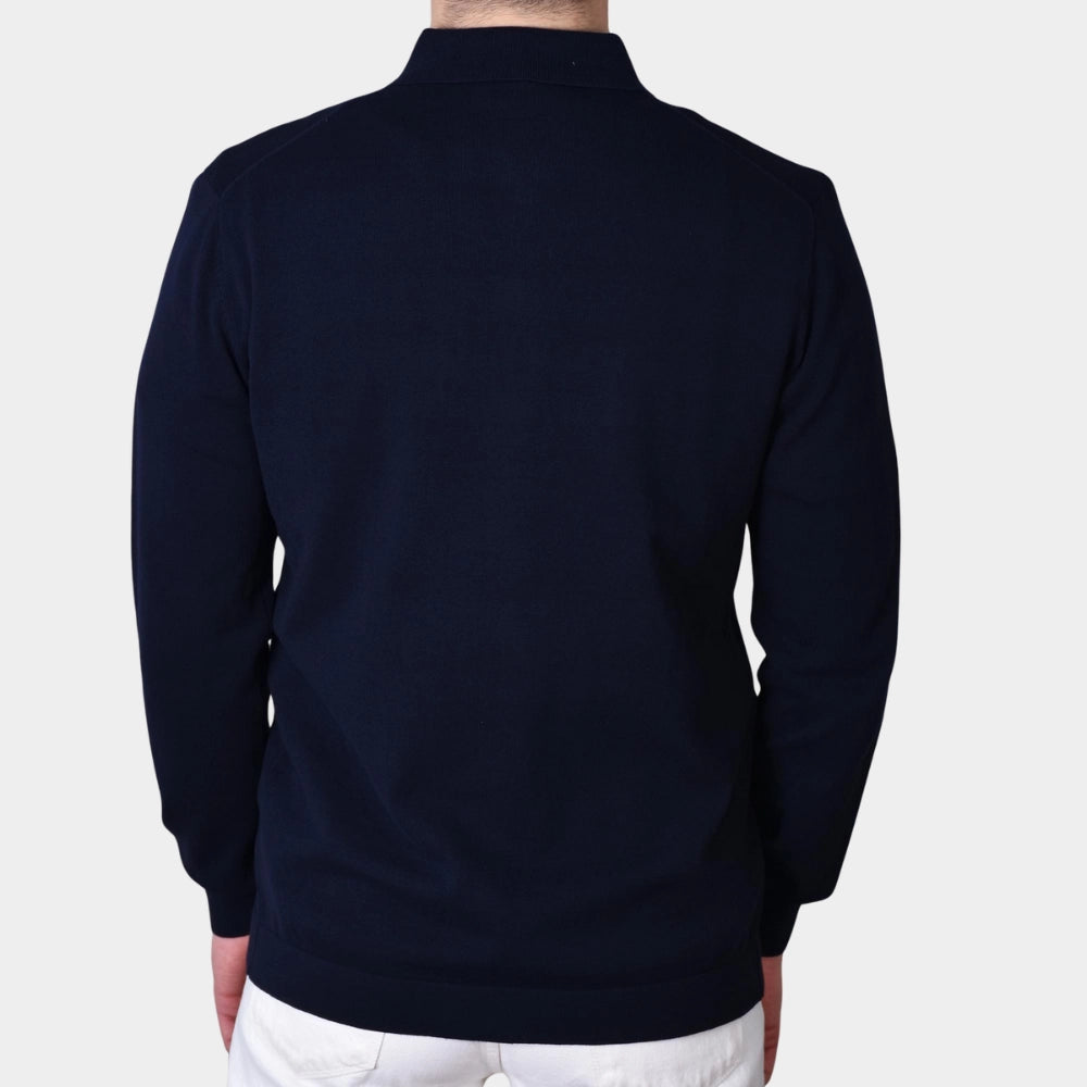 Knitted Cotton Overshirt - Navy - Hugo Sthlm