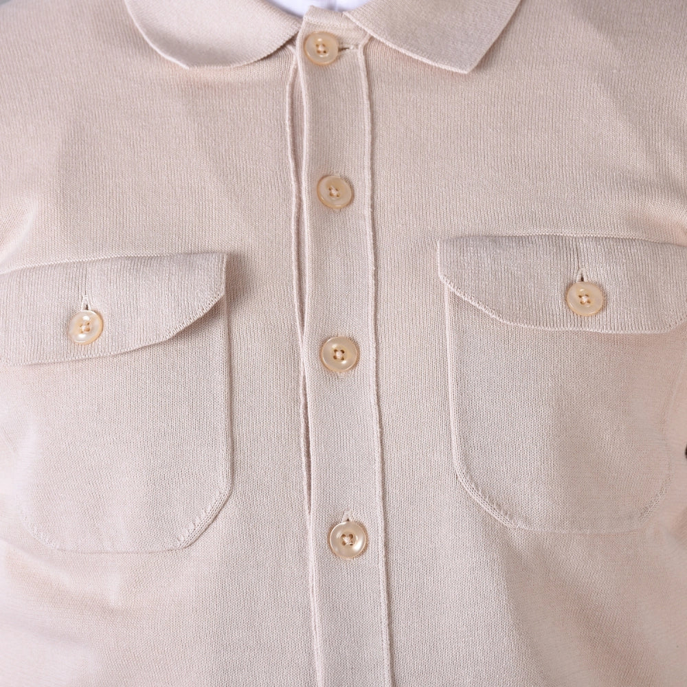 Knitted Cotton Overshirt - Beige - Hugo Sthlm