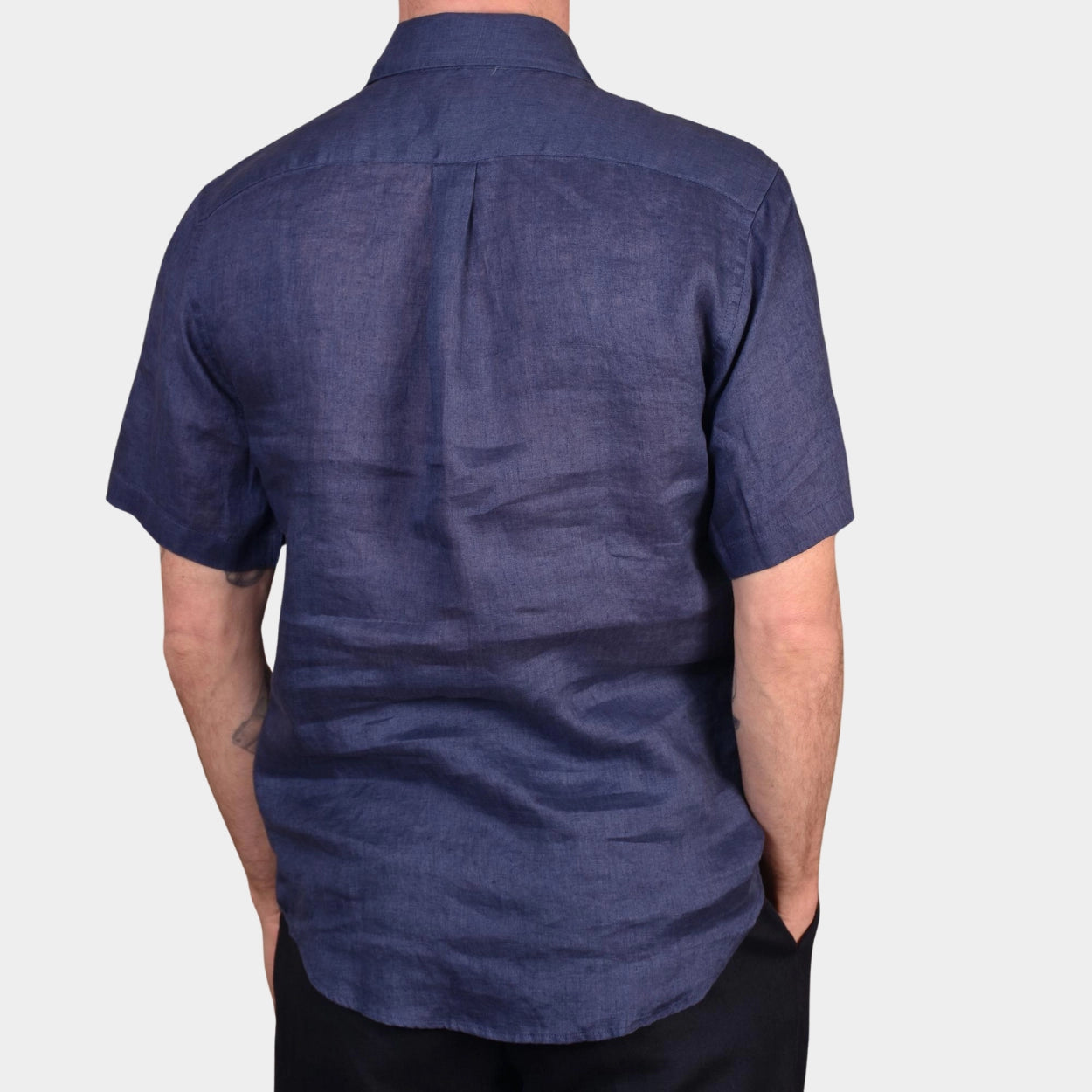 Short Sleeve Linnen Shirt - Blue - Hugo Sthlm