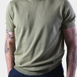 Crewneck Short Sleeve Linnen Knit - Green