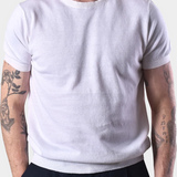 Crewneck Short Sleeve Linnen Knit - White