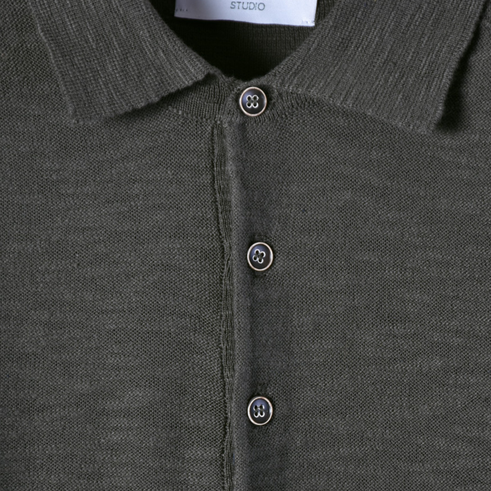 Polo Slub Knit Short Sleeve - Green - Hugo Sthlm