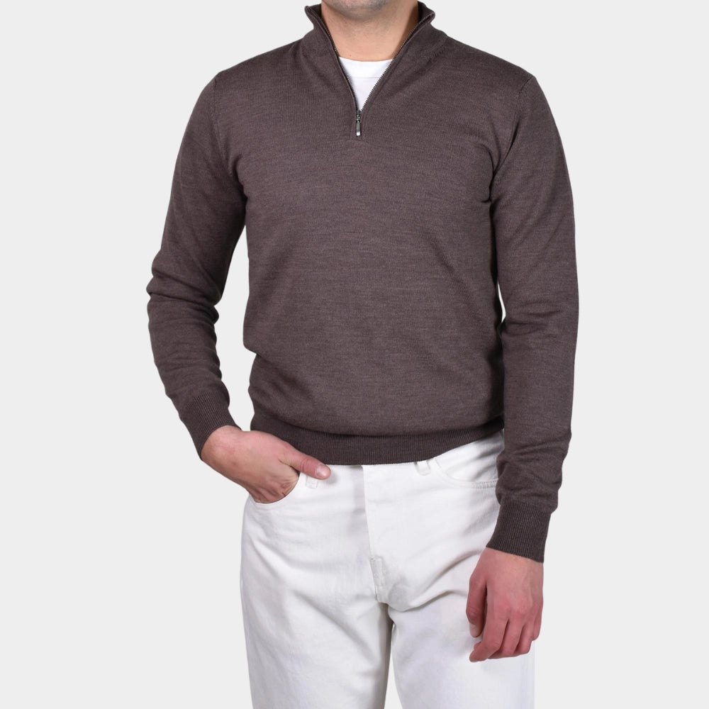 Merino 12 GG Half Zip - Brown - Hugo Sthlm