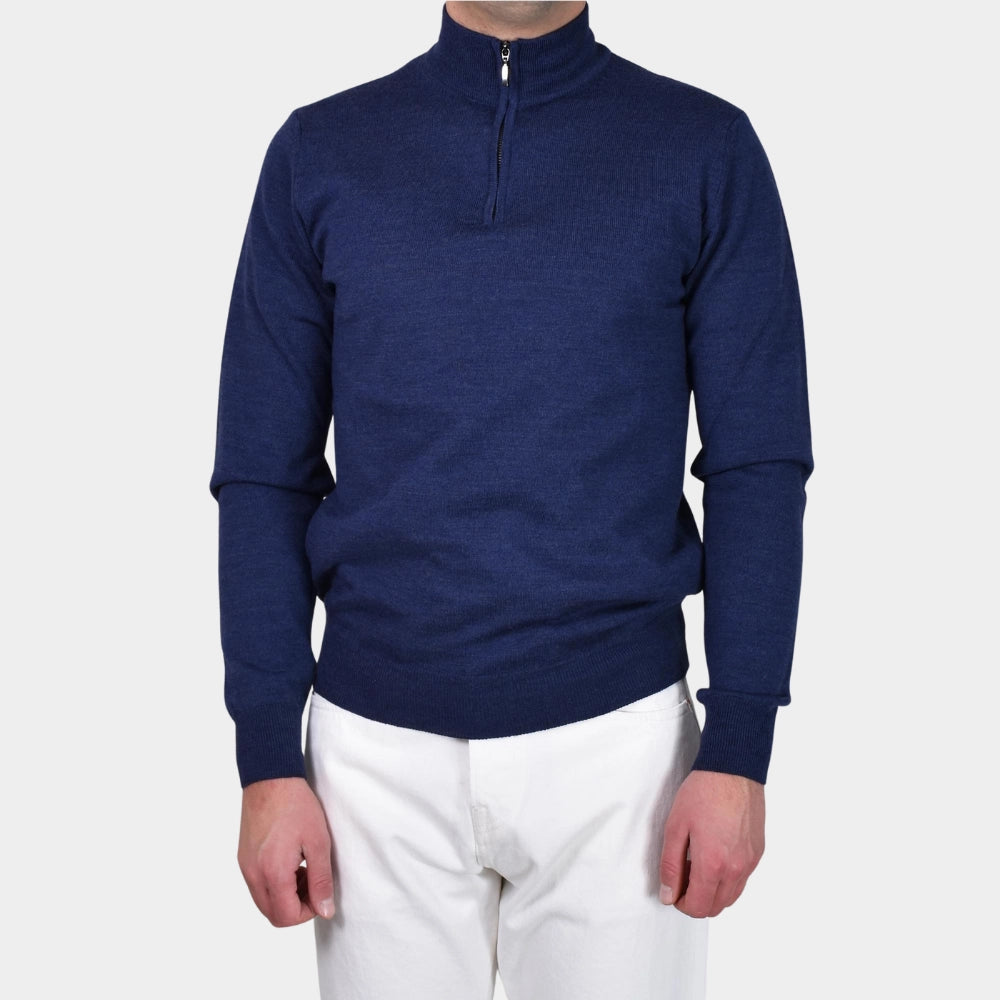 Merino 12 GG Half Zip - Denim Blue - Hugo Sthlm