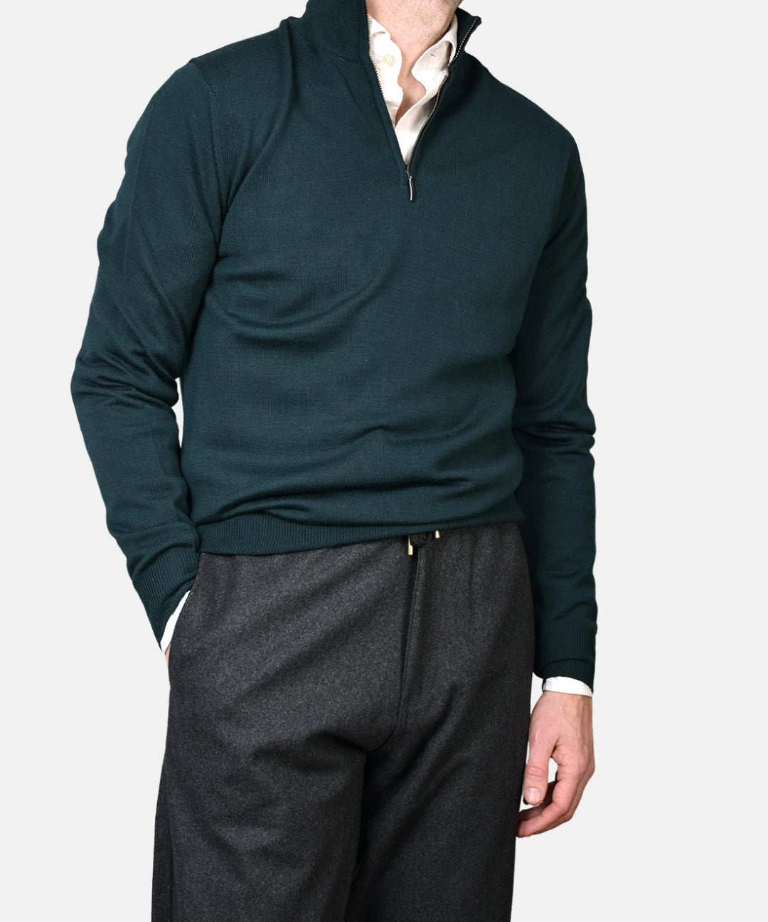 Merino 12 GG Half Zip - Green - Hugo Sthlm