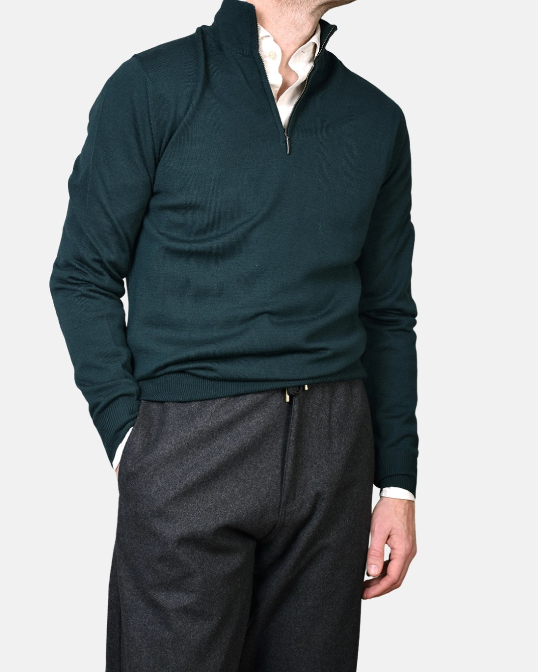 Merino 12 GG Half Zip - Green - Hugo Sthlm