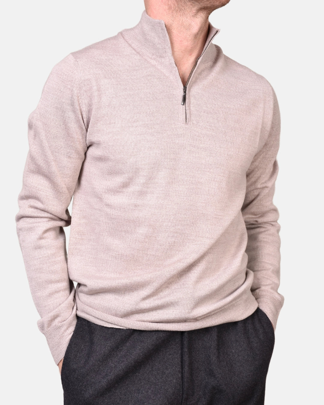 Merino 12 GG Half Zip - Light Beige - Hugo Sthlm