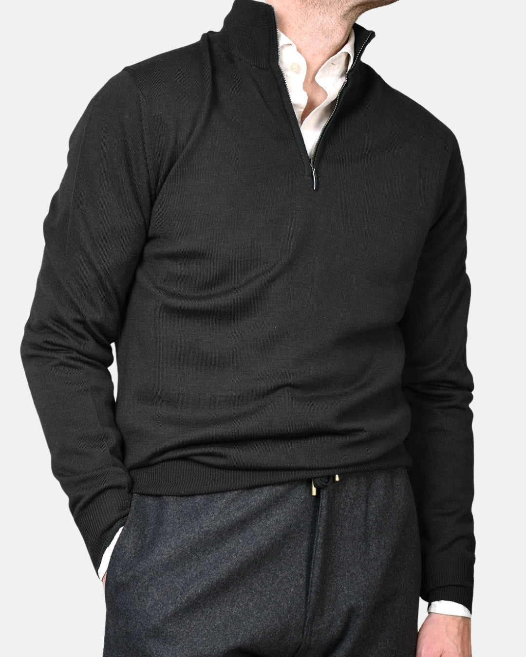 Merino 12 GG Half Zip - Black - Hugo Sthlm