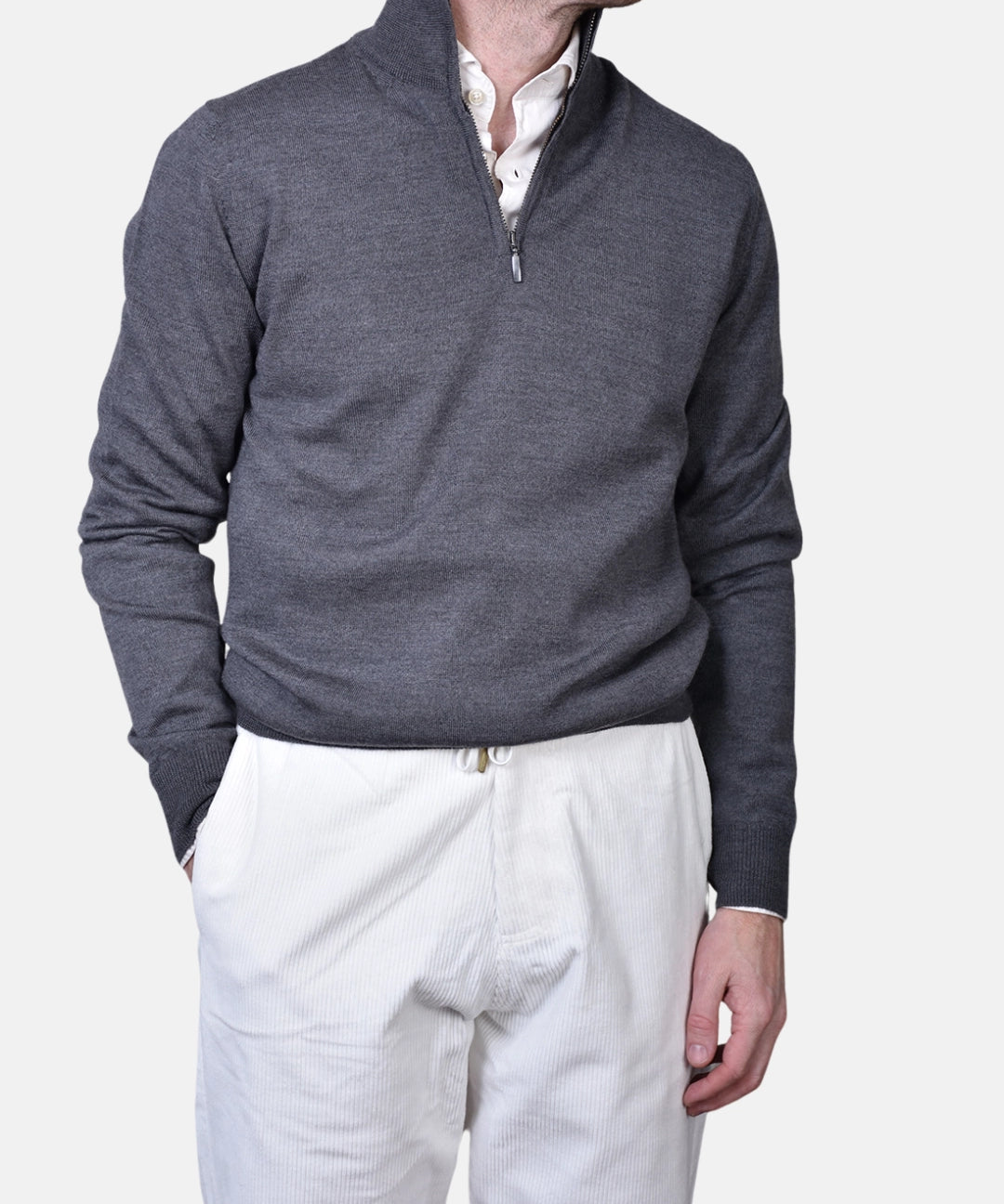 Merino 12 GG Half Zip - Grey - Hugo Sthlm