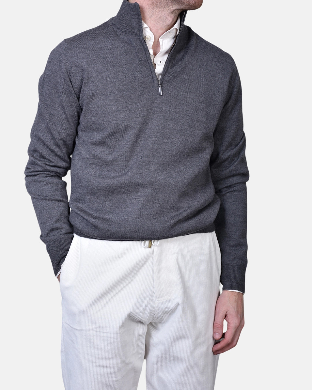 Merino 12 GG Half Zip - Grey - Hugo Sthlm