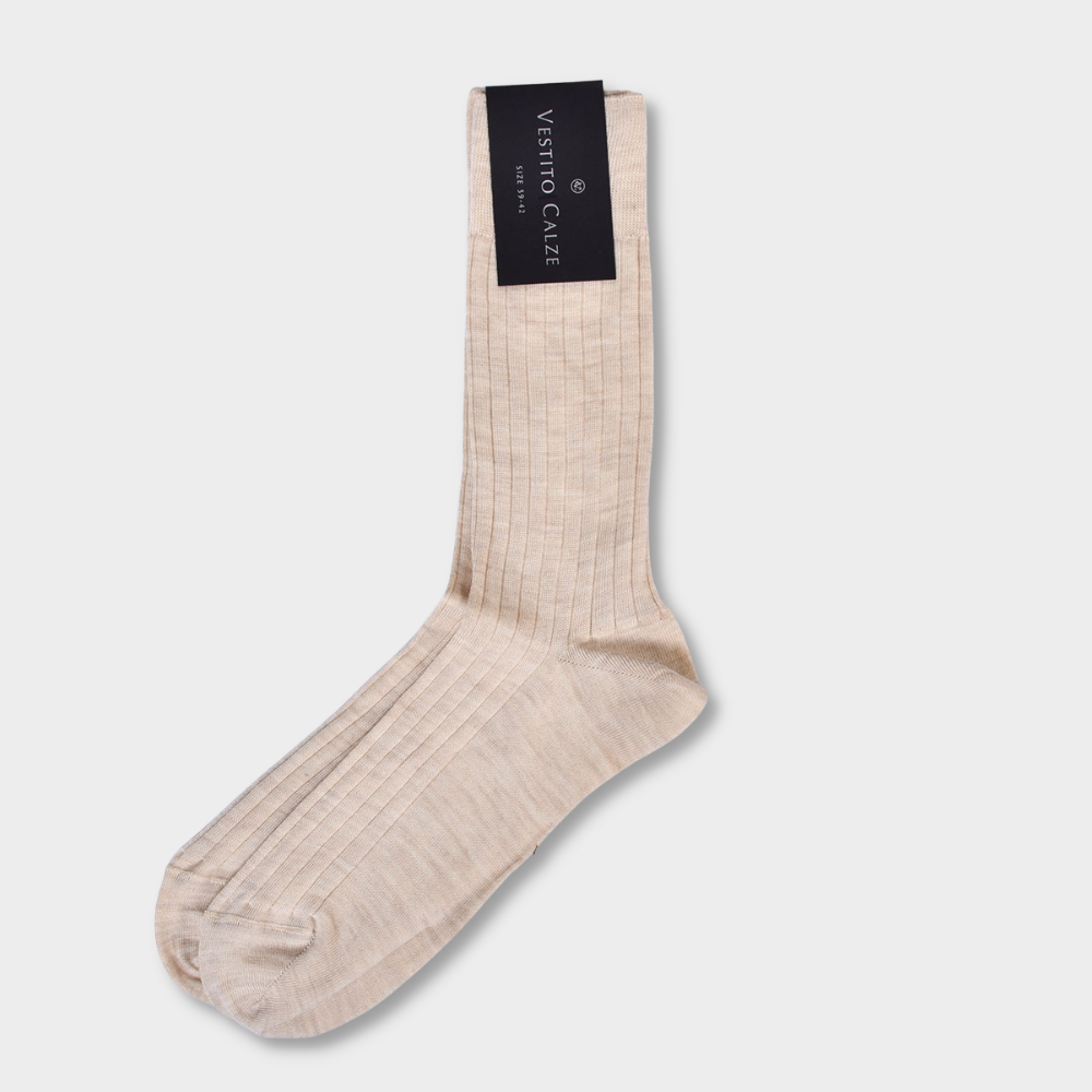 Merino Rib Socks - Beige - Hugo Sthlm