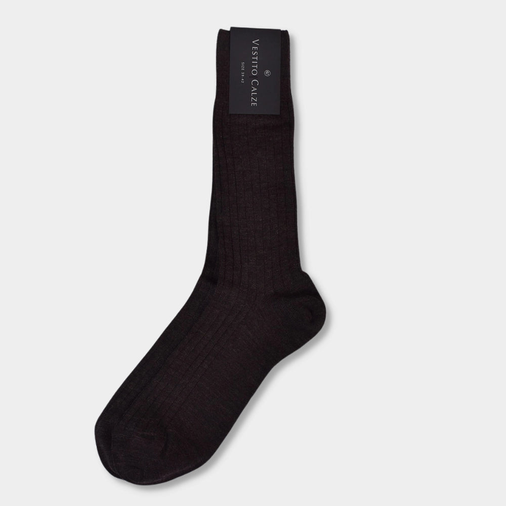 Merino Rib Socks - Brown - Hugo Sthlm