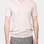 Open Polo Linen Blend - Beige - Hugo Sthlm