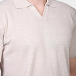 Open Polo Linen Blend - Beige - Hugo Sthlm