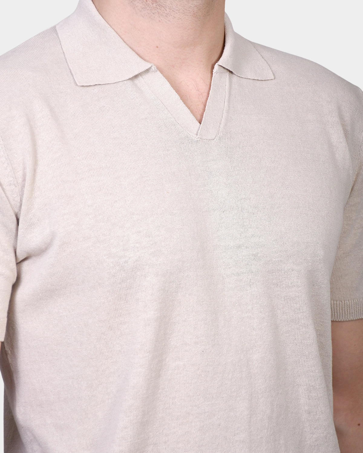 Open Polo Linen Blend - Beige - Hugo Sthlm