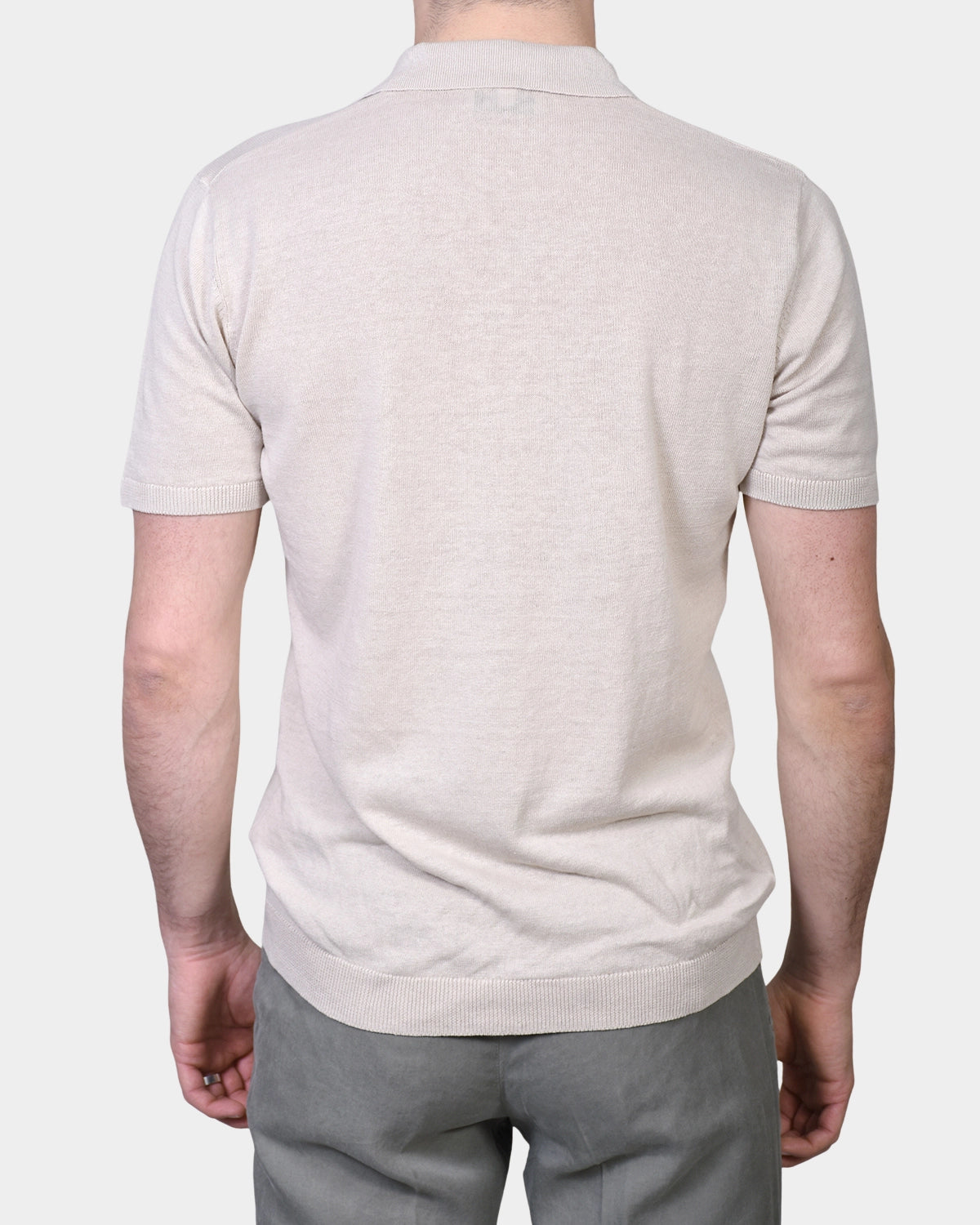Open Polo Linen Blend - Beige - Hugo Sthlm