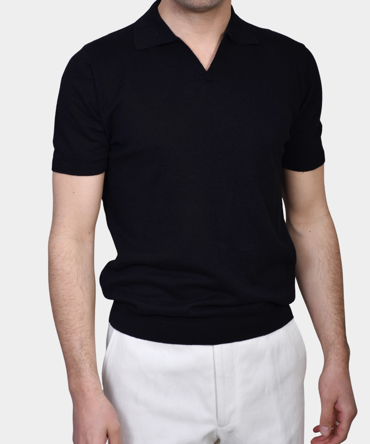 Open Polo Linen Blend - Black - Hugo Sthlm