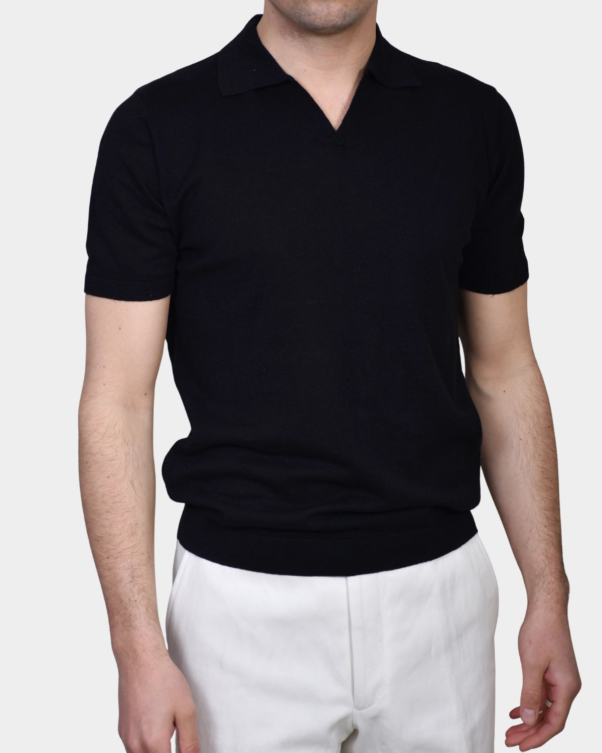 Open Polo Linen Blend - Black - Hugo Sthlm