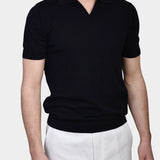 Open Polo Linen Blend - Black - Hugo Sthlm