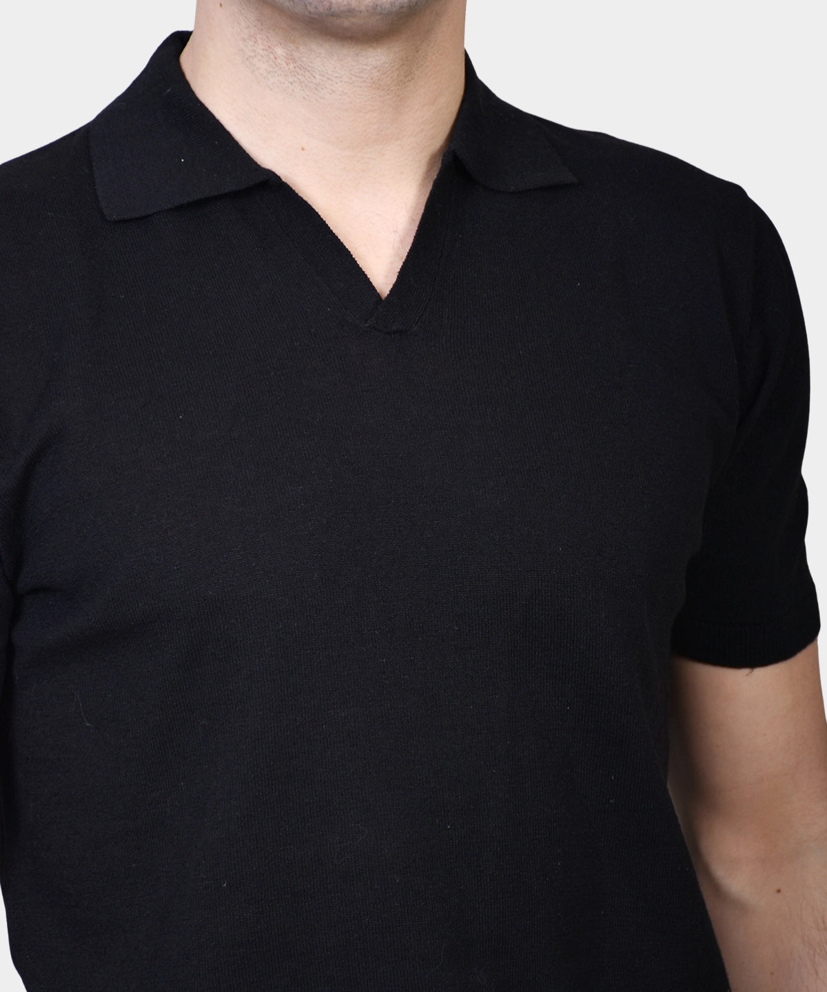Open Polo Linen Blend - Black - Hugo Sthlm