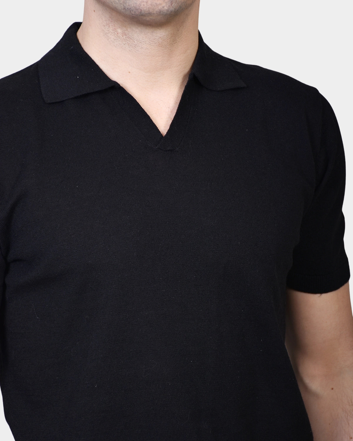 Open Polo Linen Blend - Black - Hugo Sthlm