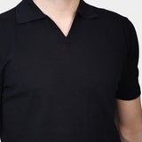Open Polo Linen Blend - Black - Hugo Sthlm