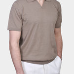 Open Polo Linen Blend - Brown - Hugo Sthlm