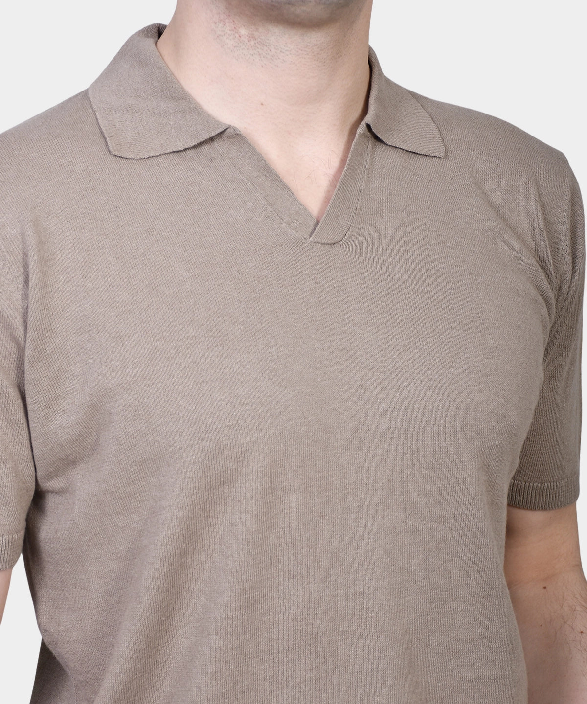 Open Polo Linen Blend - Brown - Hugo Sthlm