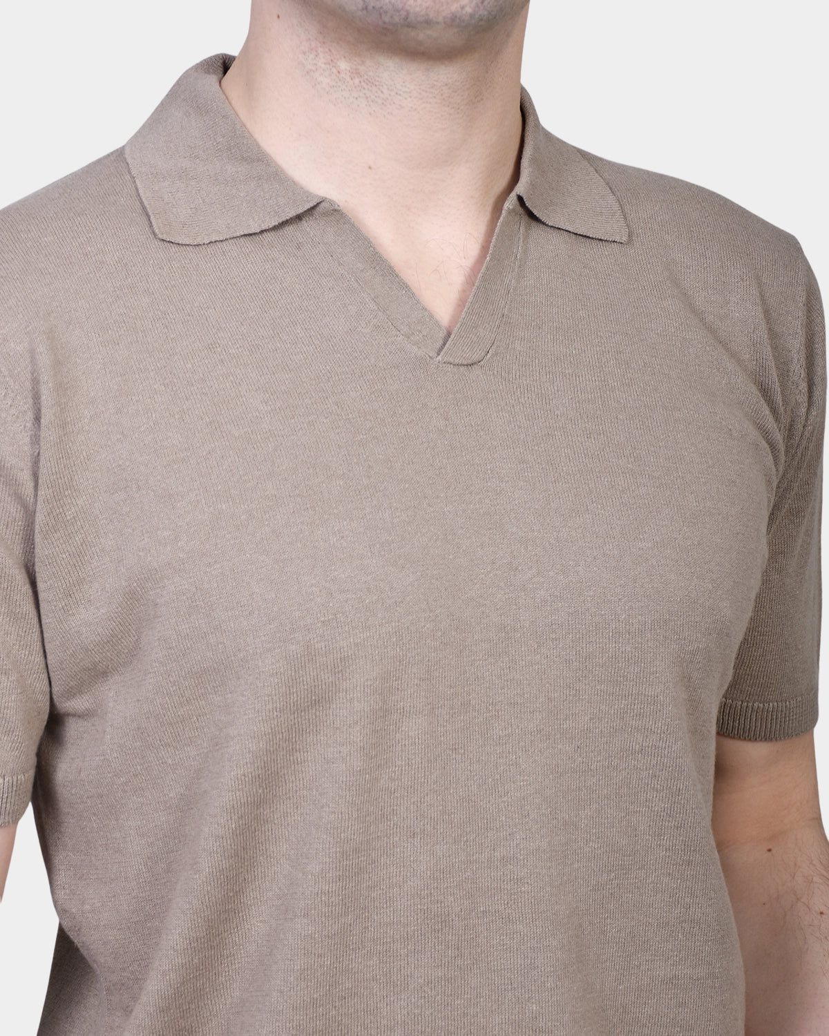 Open Polo Linen Blend - Brown - Hugo Sthlm