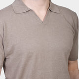 Open Polo Linen Blend - Brown - Hugo Sthlm