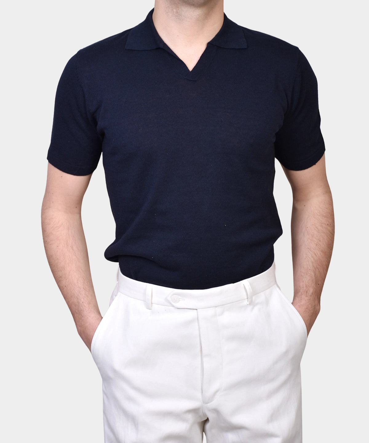 Open Polo Linen Blend - Navy - Hugo Sthlm