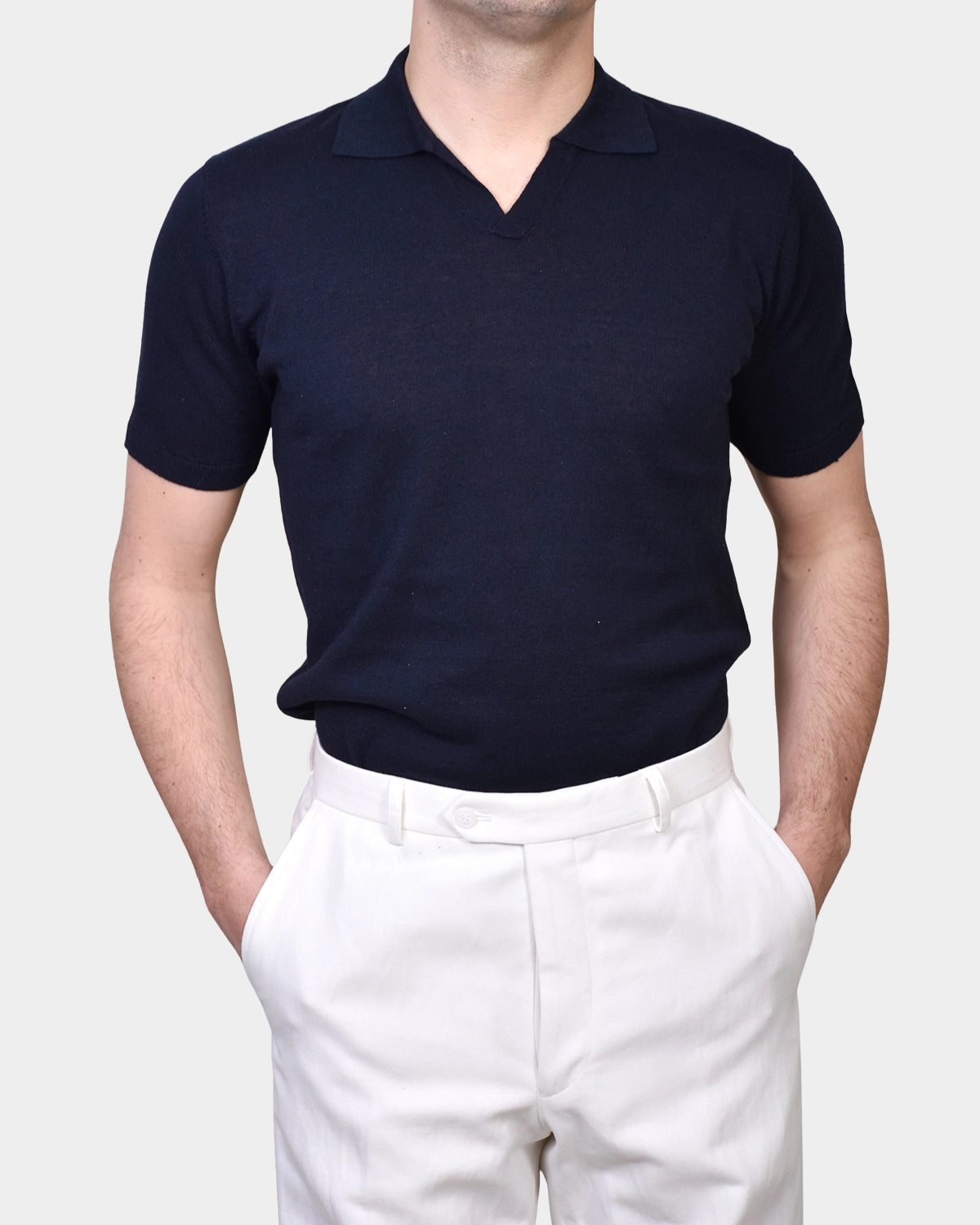 Open Polo Linen Blend - Navy - Hugo Sthlm