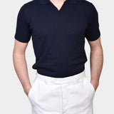 Open Polo Linen Blend - Navy - Hugo Sthlm