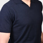 Open Polo Linen Blend - Navy - Hugo Sthlm