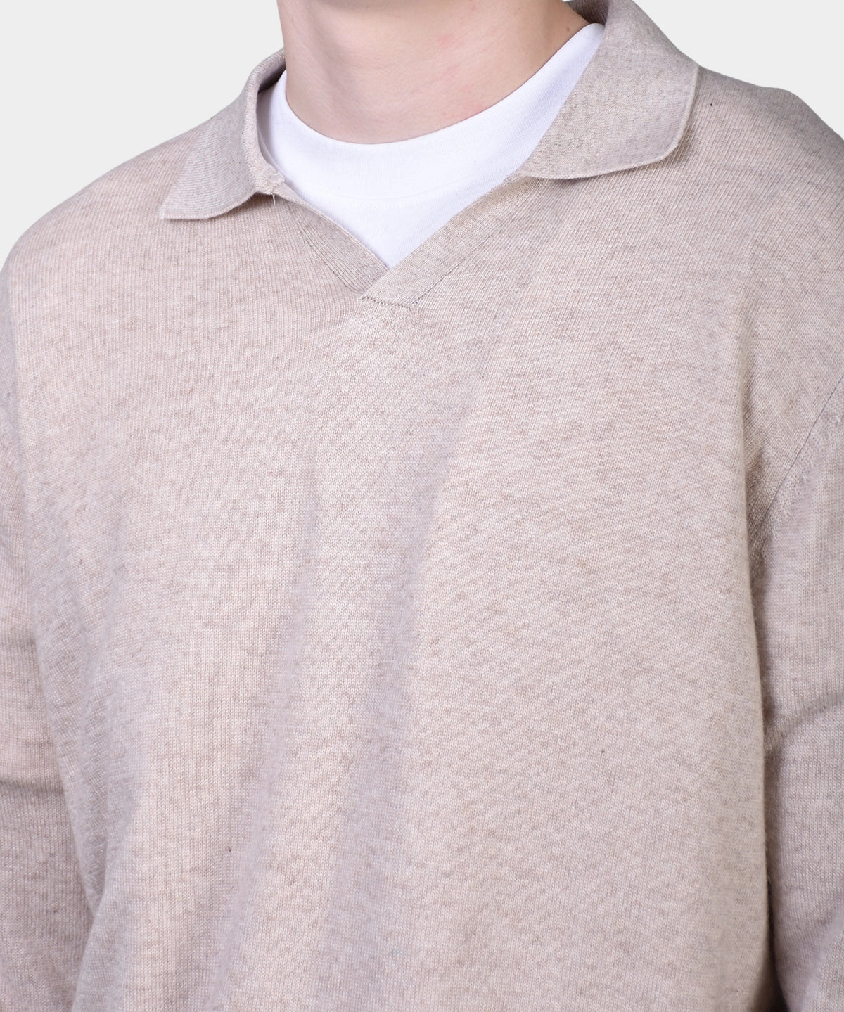 Open Polo Long Sleeve Cash/Blend - NATURAL - Hugo Sthlm
