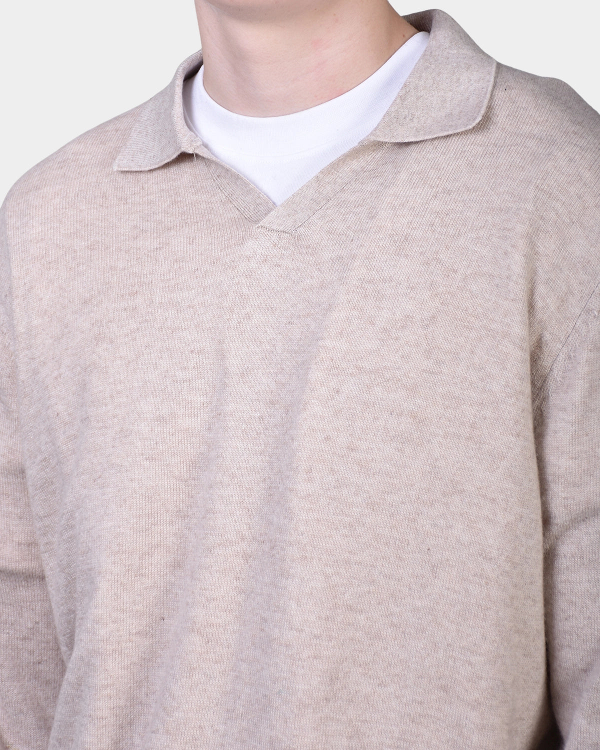 Open Polo Long Sleeve Cash/Blend - NATURAL - Hugo Sthlm