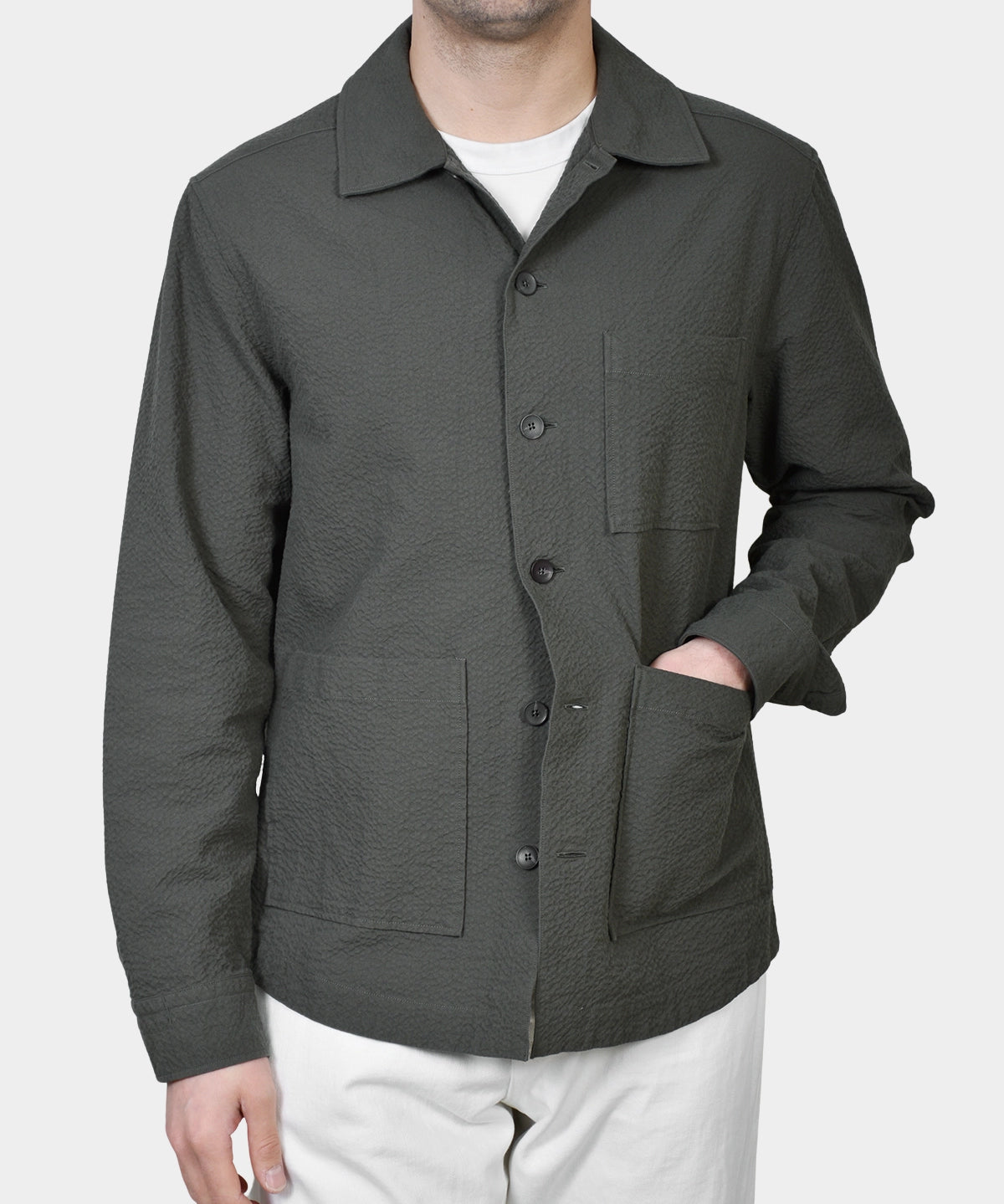 Overshirt Seersucker - Green - Hugo Sthlm