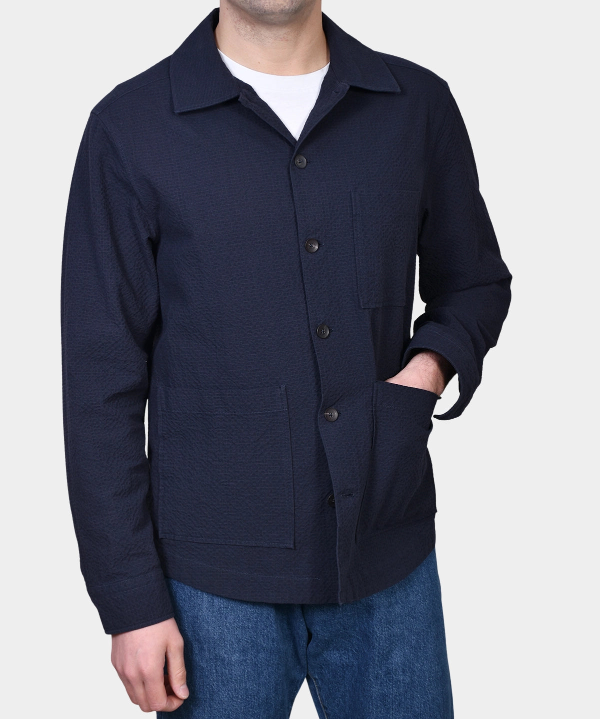 Overshirt Seersucker - Navy - Hugo Sthlm