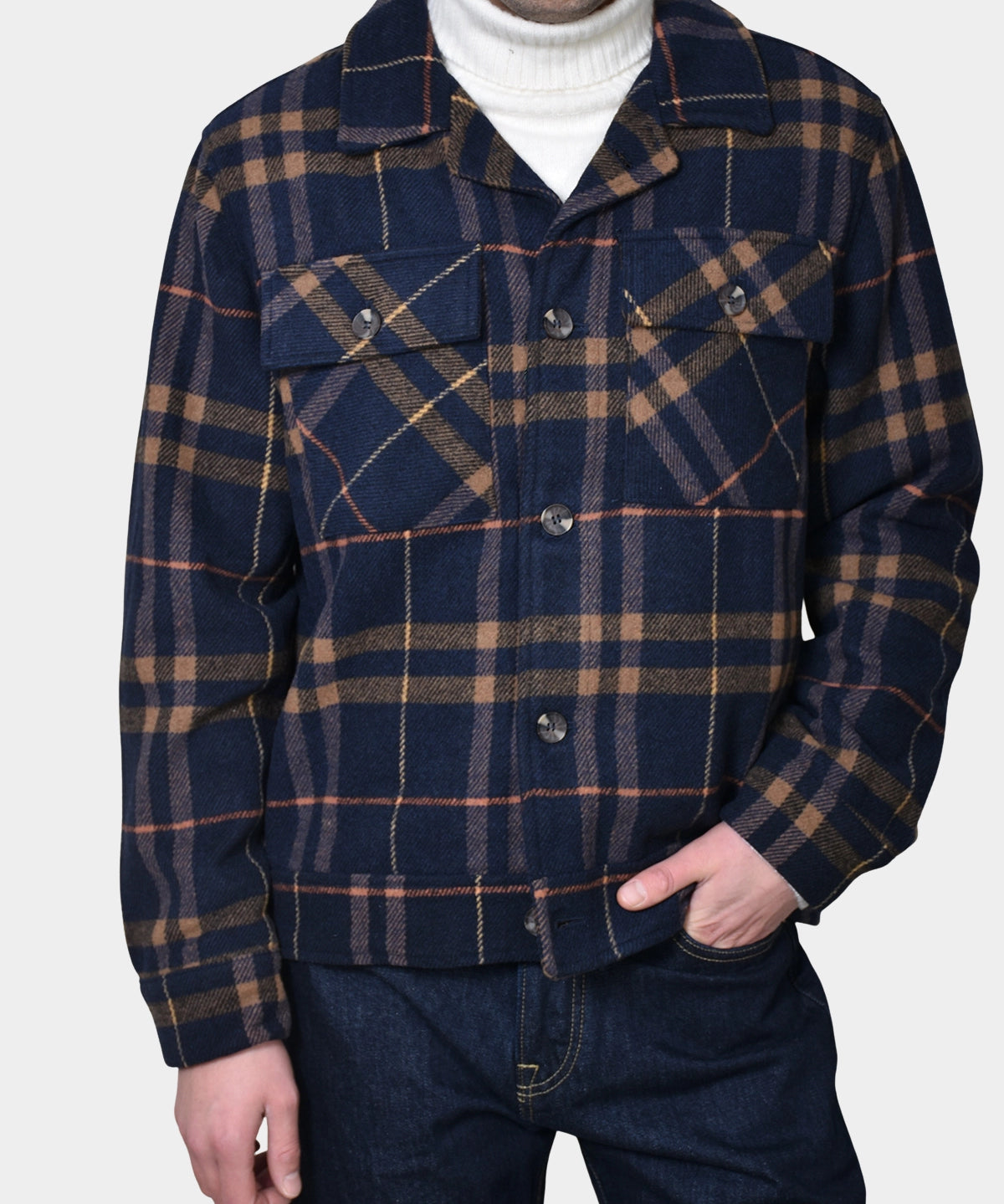 Overshirt Check - Navy Beige - Hugo Sthlm