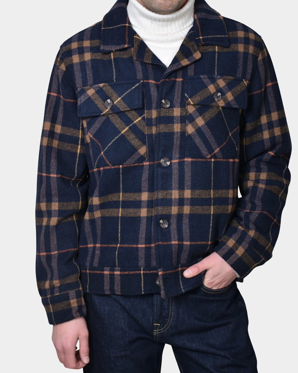 Overshirt Check - Navy Beige - Hugo Sthlm