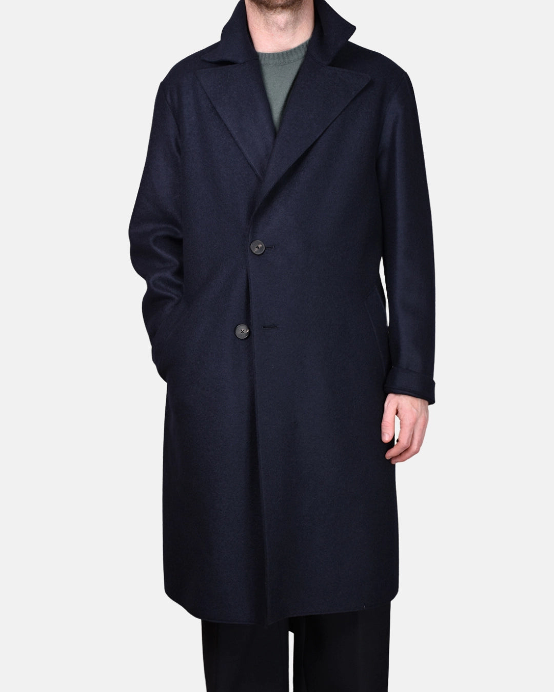 Oversized Coat Boiled Wool - Navy - Hugo Sthlm