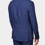 Peak Lapel Linen Suit - Navy