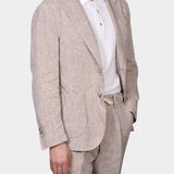 Peak Lapel Linen Suit - Beige