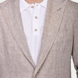 Peak Lapel Linen Suit - Beige